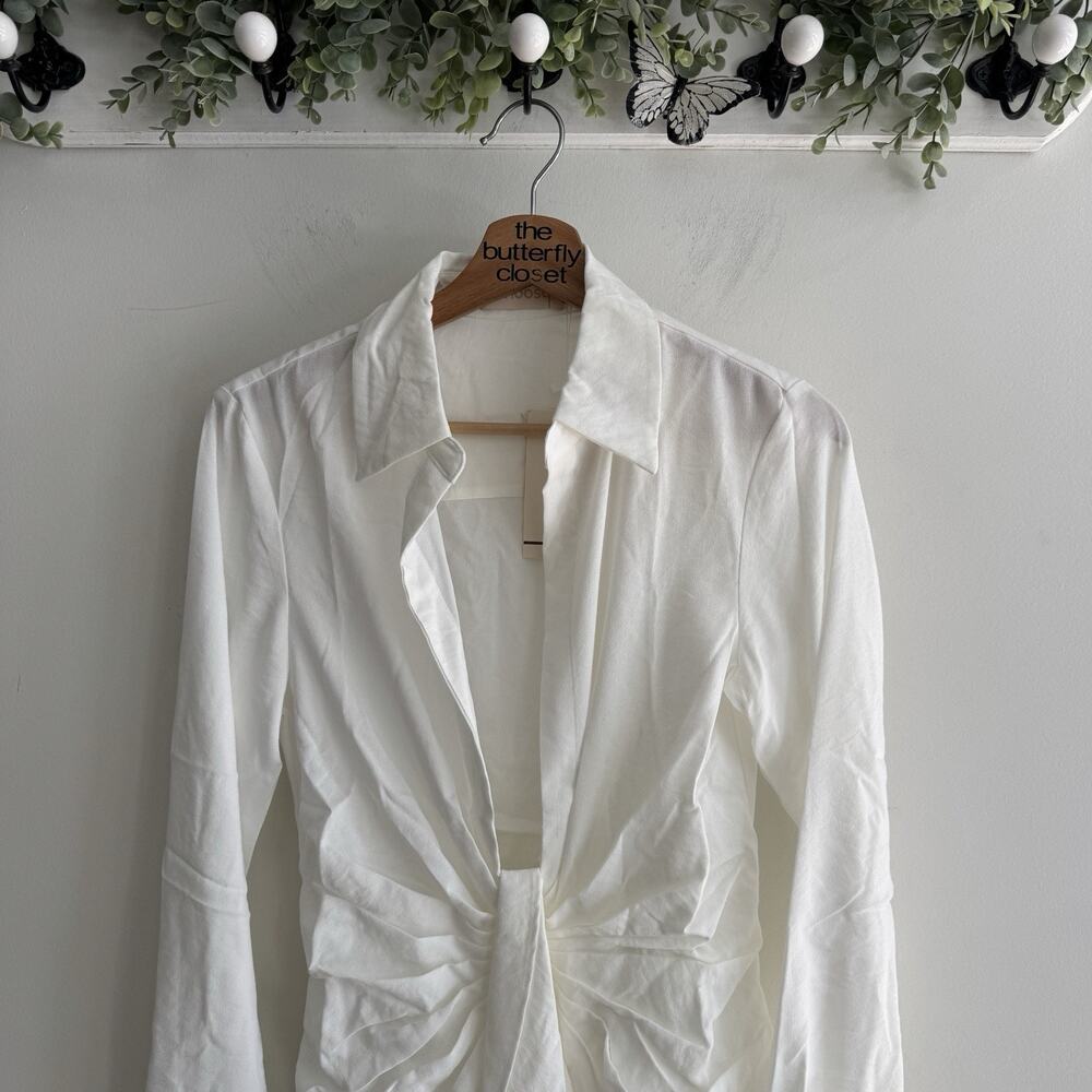 Choosy White Crosby Neck Plunge Mini Dress New Size 0 - Picture 3 of 5